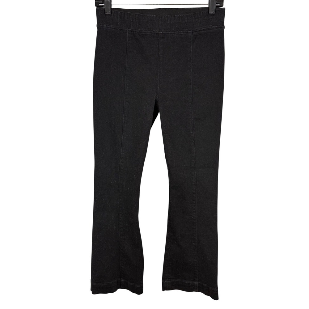 HELMUT LANG Black Coated Crop Flare Seamed Pull On Legging Pants, Size 27